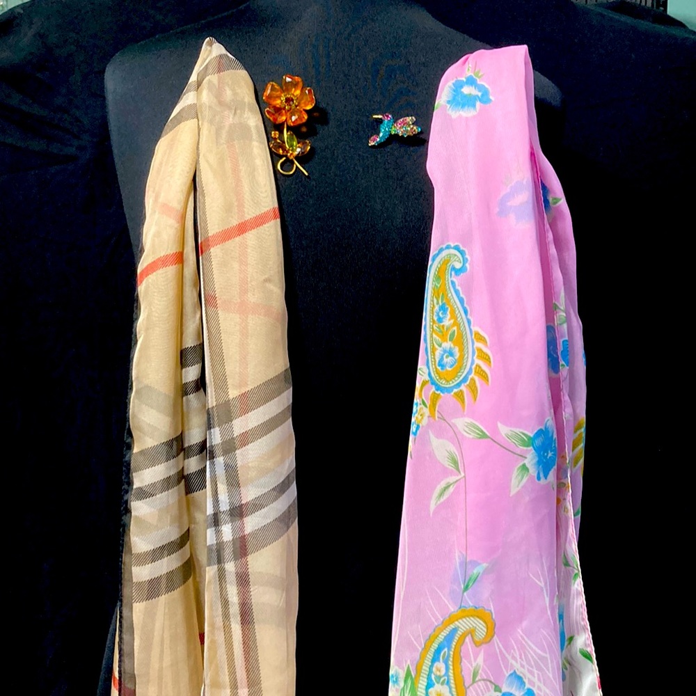 2 scarves 2 accent pins